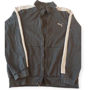 Puma Track Jacket Mens Size M Black Gray Athletic Jacket Missing Zipper Used